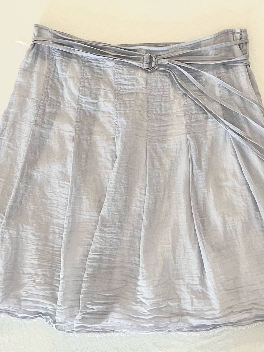 Vintage Free People Gray Cotton Boho A-Line Skirt Size 8 | D-Ring Wrap Belt